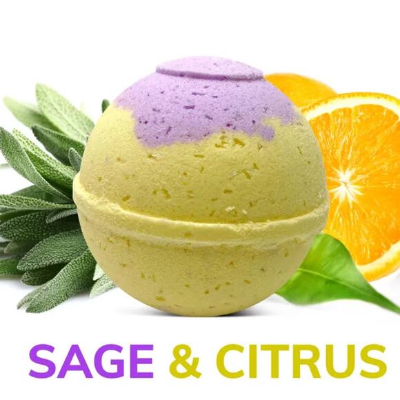 "Citrus and Sage" Organic Bath Bomb in kraft box - 5 oz - Picture 2 of 6